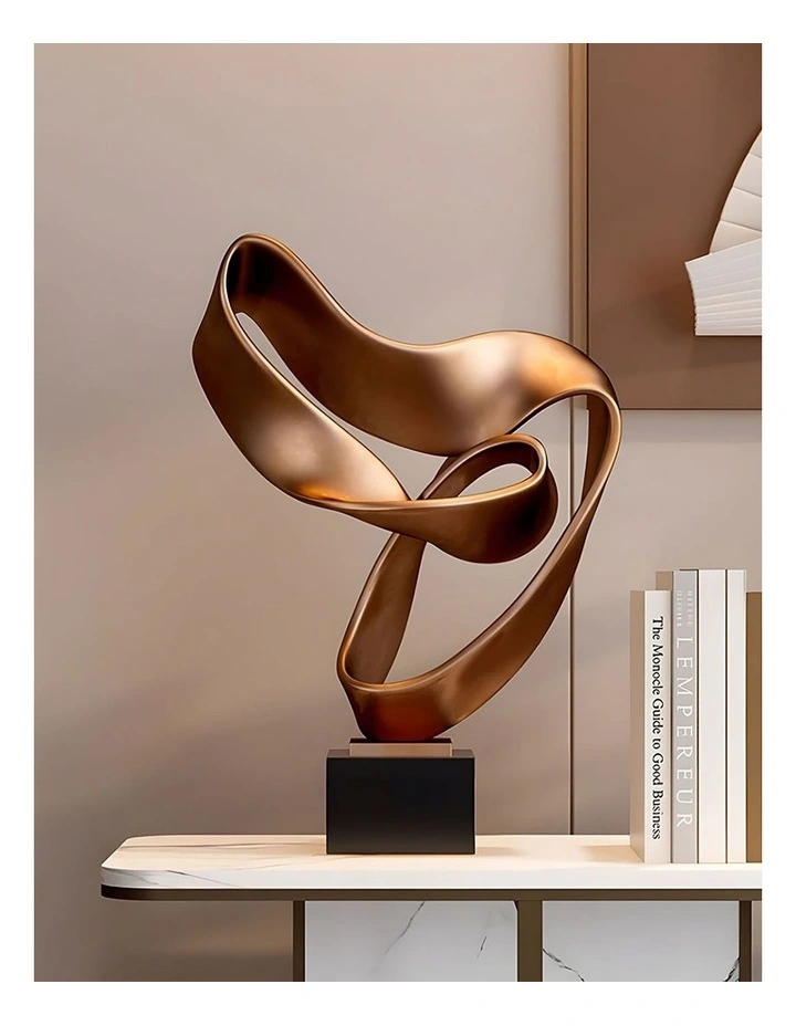 Abstract Modern Ribbon Art Sculpture 45cm in Brown image 2
