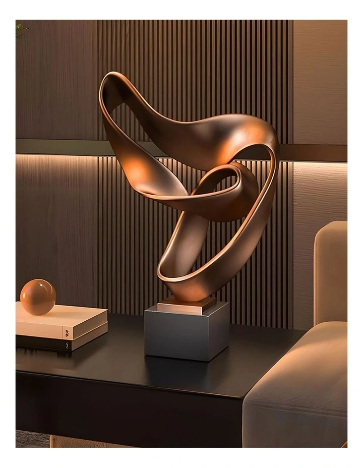 Abstract Modern Ribbon Art Sculpture 45cm in Brown image 3