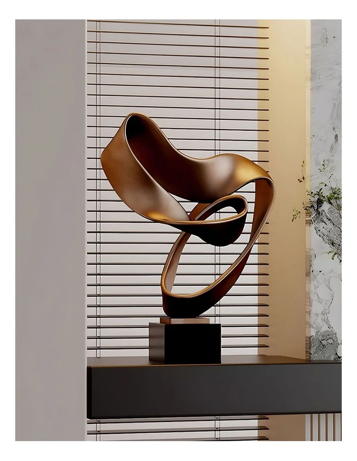 Abstract Modern Ribbon Art Sculpture 45cm in Brown image 4
