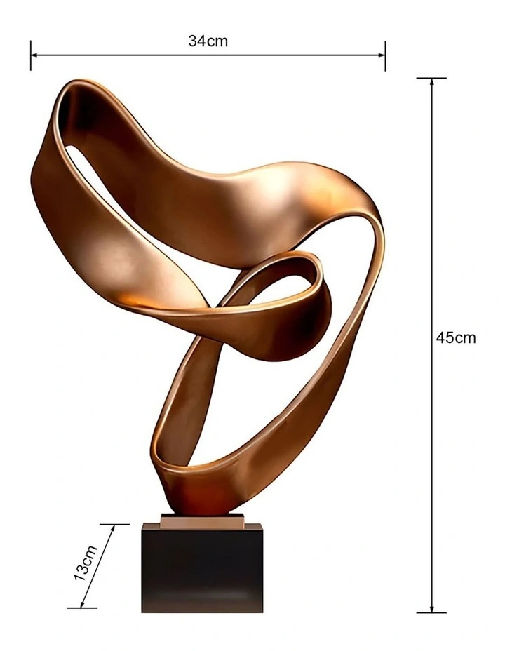 Abstract Modern Ribbon Art Sculpture 45cm in Brown image 6