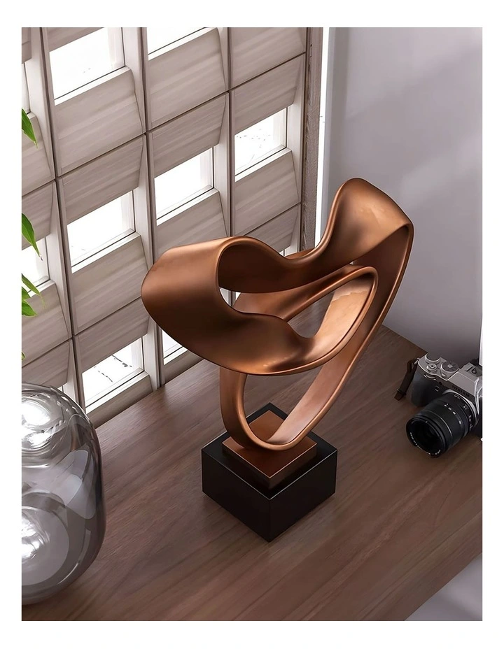 Abstract Modern Ribbon Art Sculpture 45cm in Brown image 7