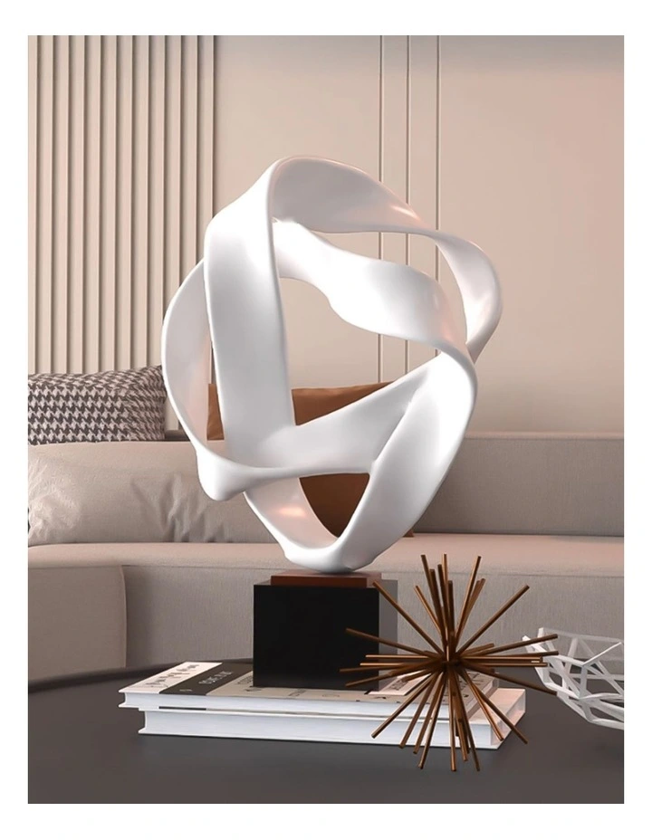 Abstract Loop-Inspired Art Sculpture in White image 3
