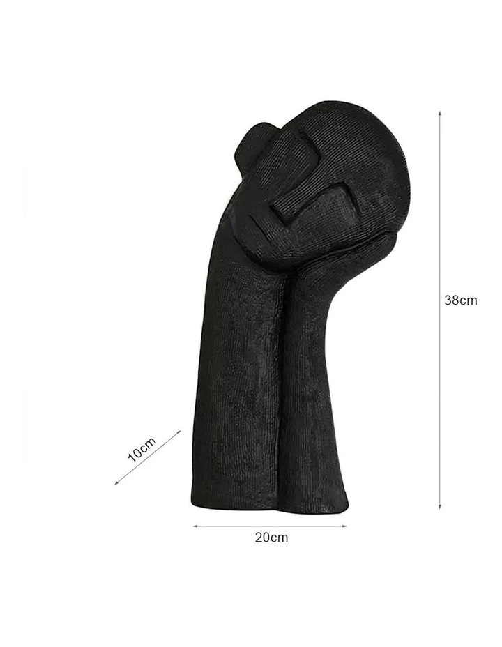 Minimalist Head Resin Sculpture with Hand in Black image 6
