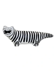 Elongated Striped Resin Sculpture in Multi