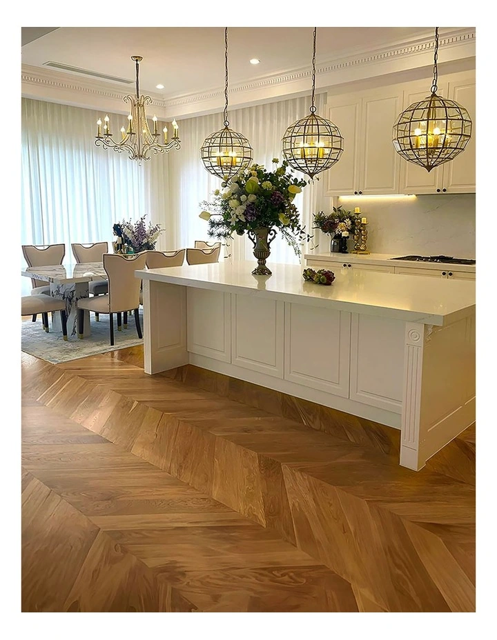 Chevron Parquet Timber Flooring Floorboards in Beige image 3