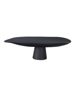 Ceramic Decorative Plate On Pedestal Stand in Black