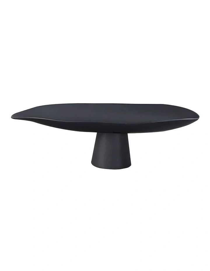 Ceramic Decorative Plate On Pedestal Stand in Black image 1