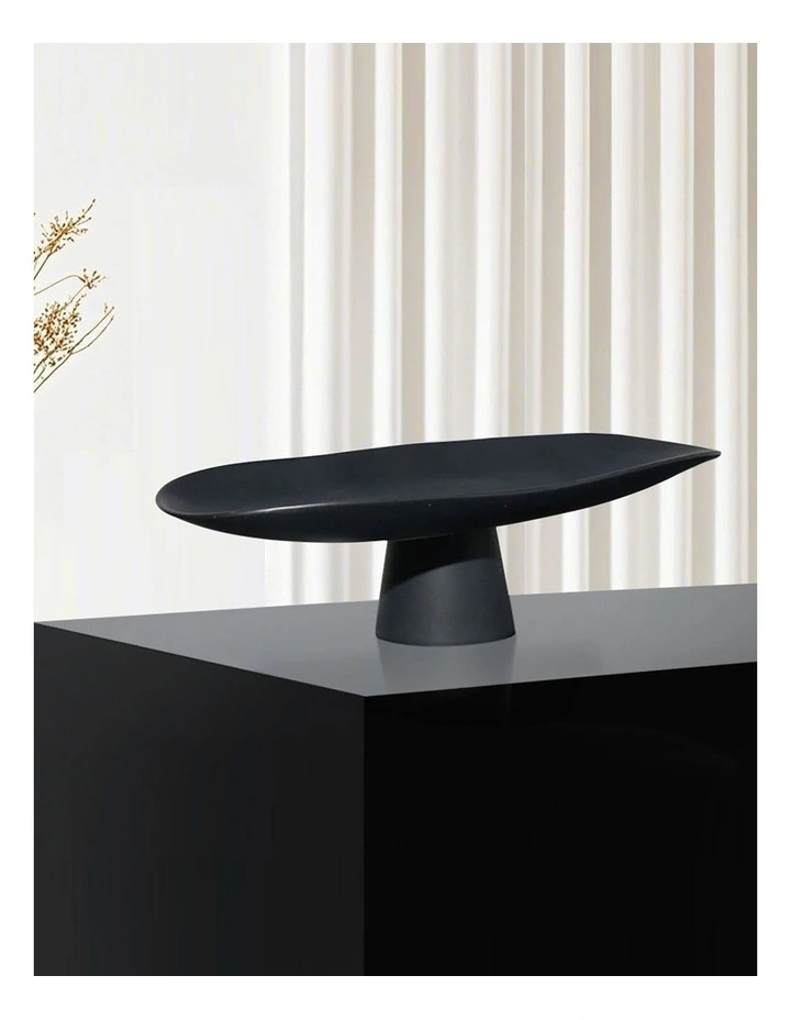 Ceramic Decorative Plate On Pedestal Stand in Black image 6