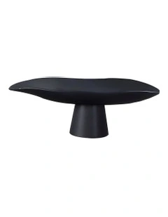 Ceramic Decorative Plate on Pedestal Stand in Black
