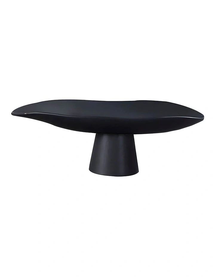 Ceramic Decorative Plate on Pedestal Stand in Black image 1