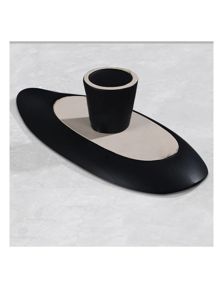 Ceramic Decorative Plate on Pedestal Stand in Black image 7