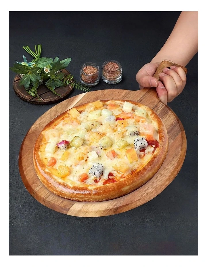 Acacia Round Wooden Cutting Board 42x30cm in Brown image 3