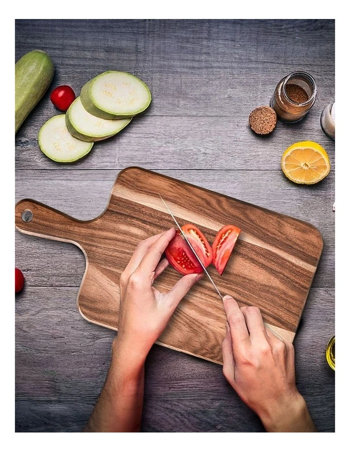 Acacia Wooden Cutting Board 32x17.5x1.5cm in Natural image 3