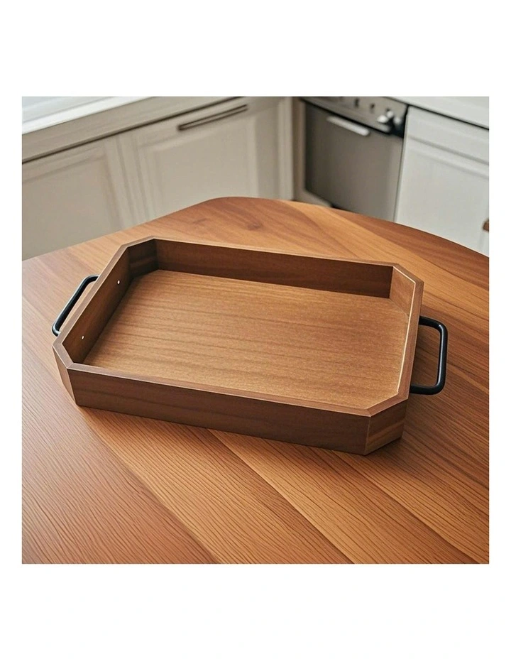 Paulownia Wood Serving Tray 28.3x20.1x5cm in Brown image 2
