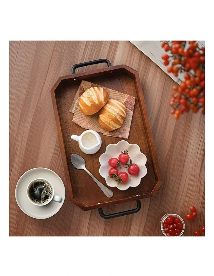 Paulownia Wood Serving Tray 28.3x20.1x5cm in Brown image 4