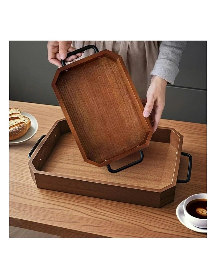 Paulownia Wood Serving Tray 28.3x20.1x5cm in Brown image 6