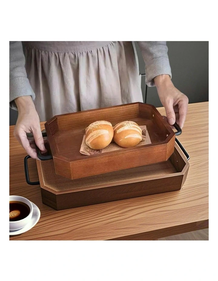 Paulownia Wood Serving Tray 28.3x20.1x5cm in Brown image 7