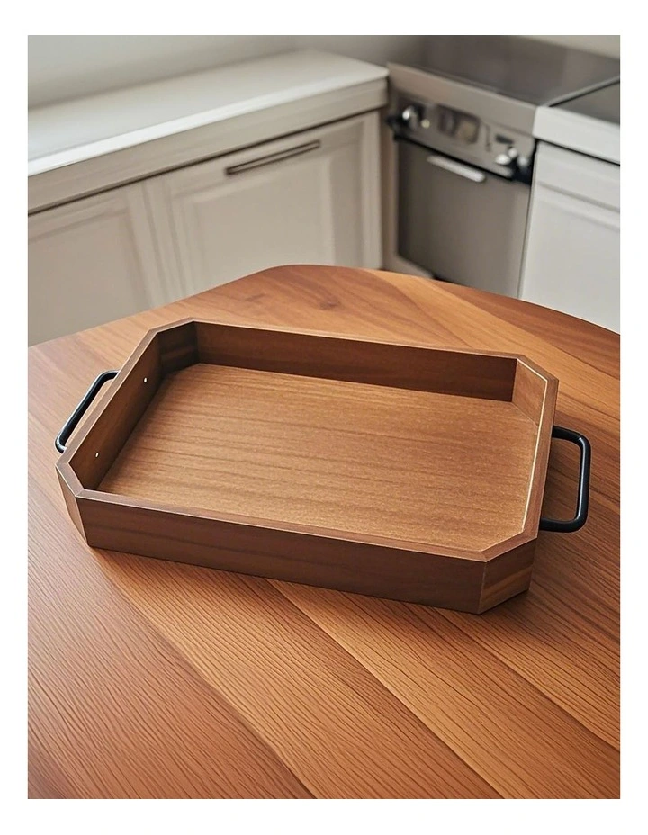 Paulownia Wood Serving Tray 33.8x23x5cm in Brown image 2