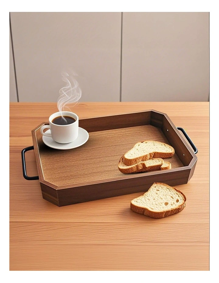 Paulownia Wood Serving Tray 33.8x23x5cm in Brown image 3