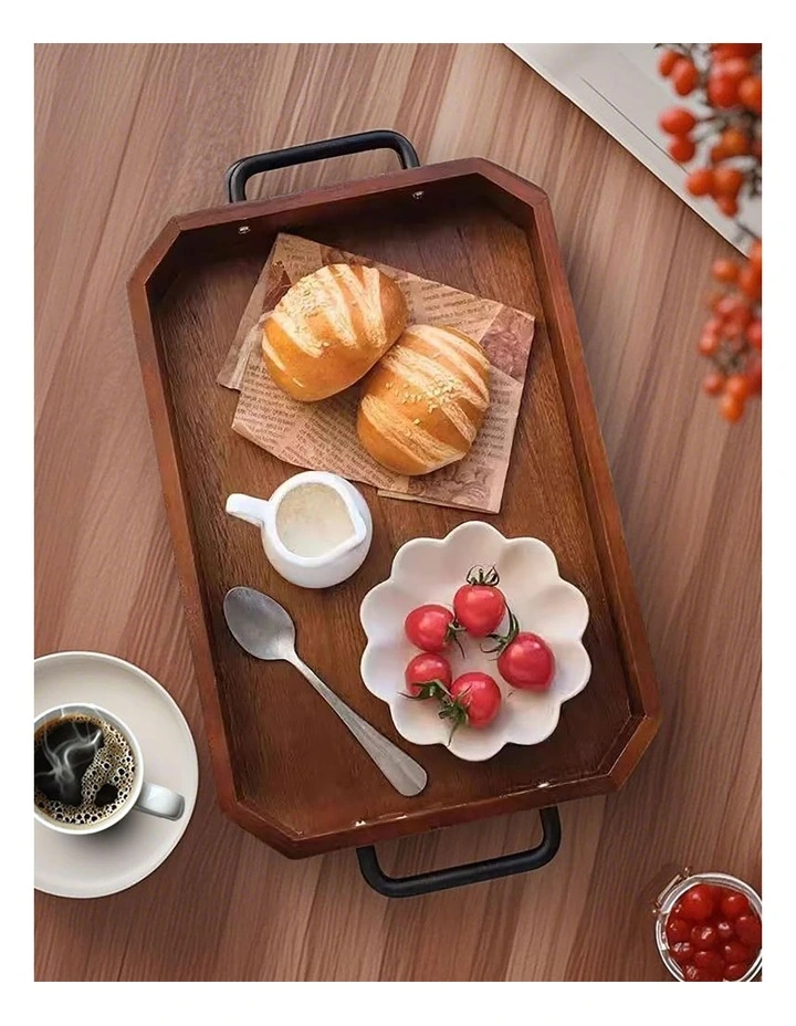 Paulownia Wood Serving Tray 33.8x23x5cm in Brown image 4
