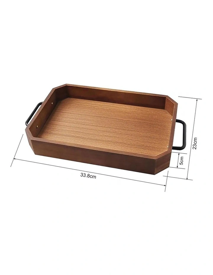 Paulownia Wood Serving Tray 33.8x23x5cm in Brown image 5