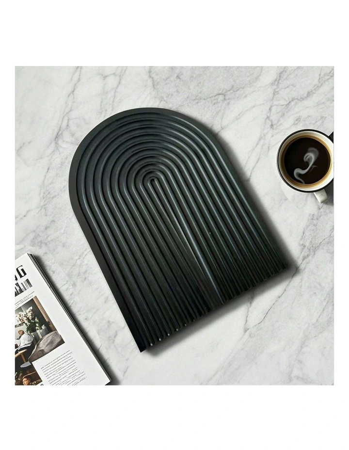 Premium Beech Wood Decorative Tray 32cm in Black image 2