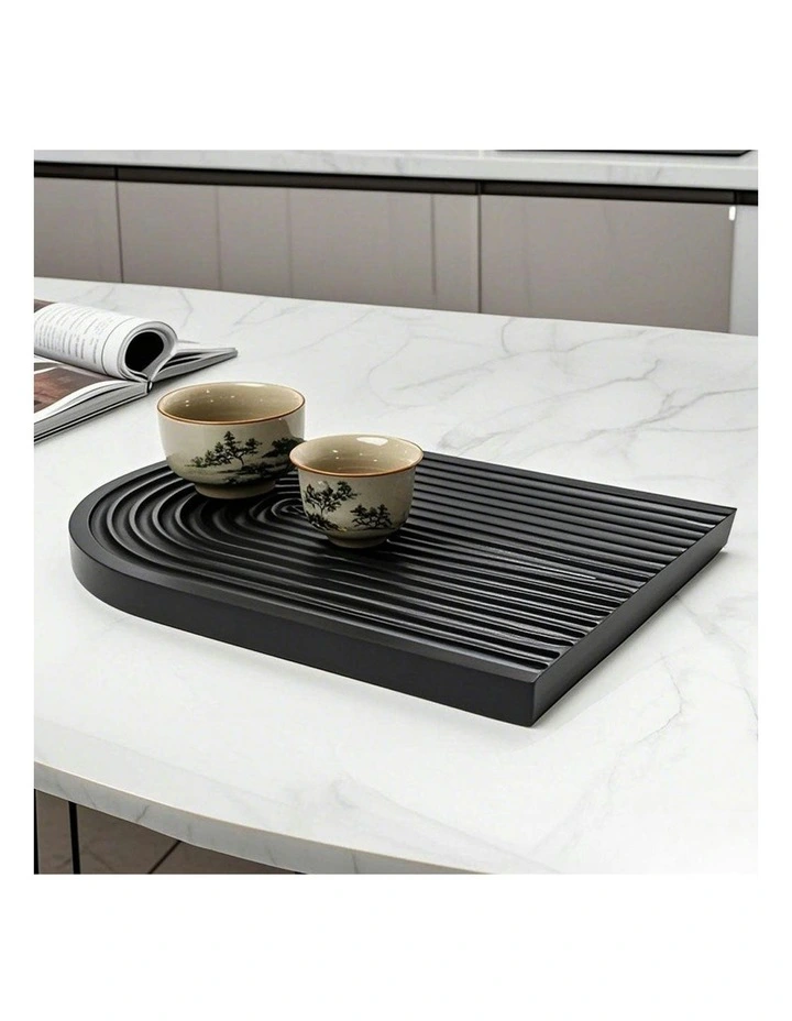 Premium Beech Wood Decorative Tray 32cm in Black image 4
