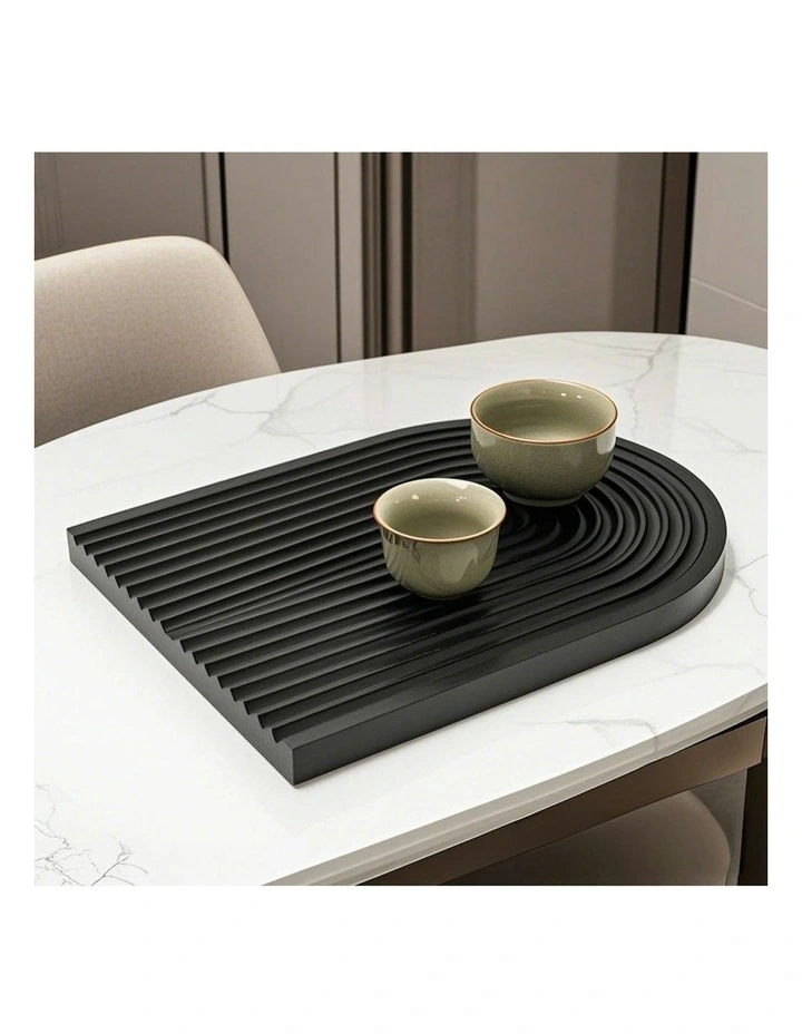Premium Beech Wood Decorative Tray 32cm in Black image 5