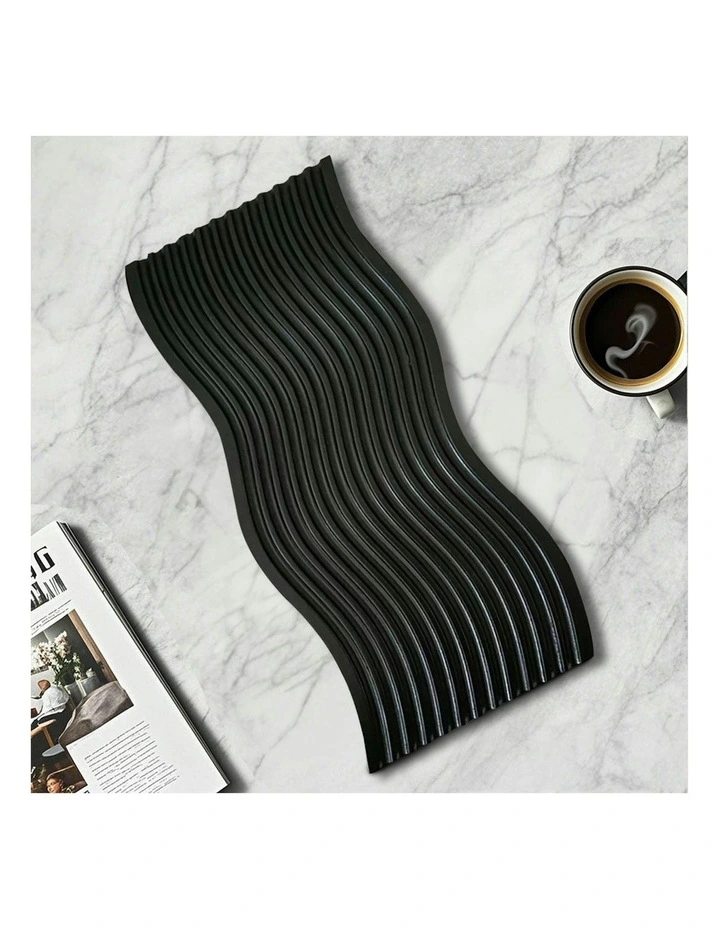 Premium Beech Wood Decorative Tray 39cm in Black image 2