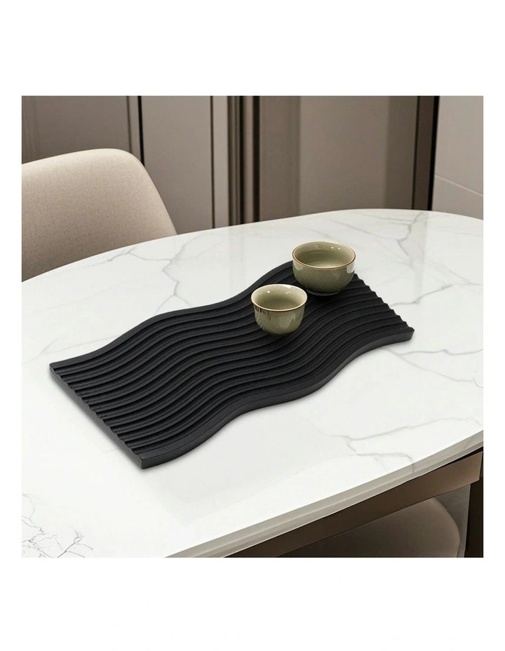Premium Beech Wood Decorative Tray 39cm in Black image 5