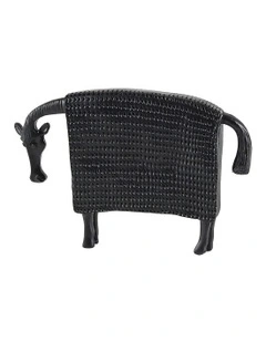 Cow Sculpture For Modern Home Decor With Dotted Pattern 24cm in Black