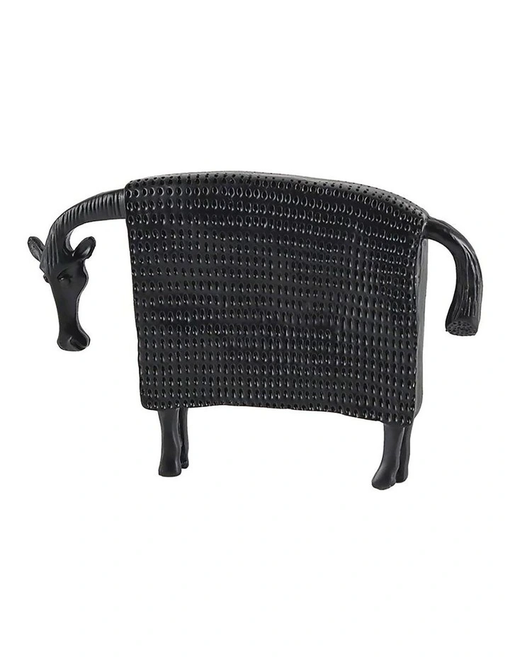Cow Sculpture For Modern Home Decor With Dotted Pattern 24cm in Black image 1