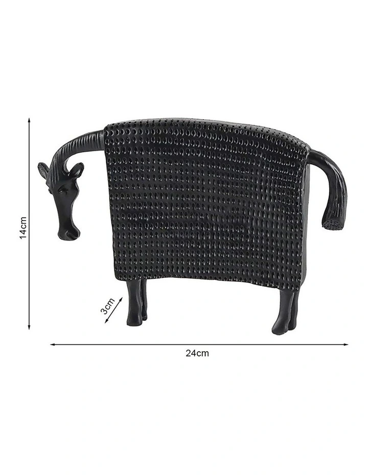 Cow Sculpture For Modern Home Decor With Dotted Pattern 24cm in Black image 5