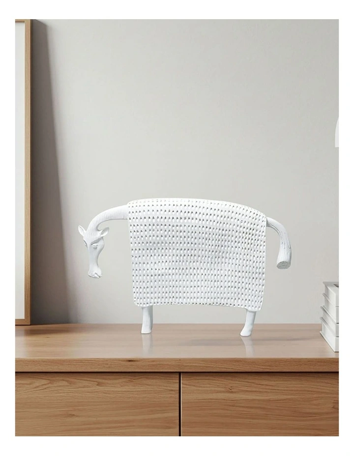 Cow Sculpture 24cm in White image 2