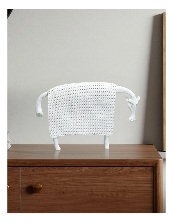 Cow Sculpture 24cm in White image 4