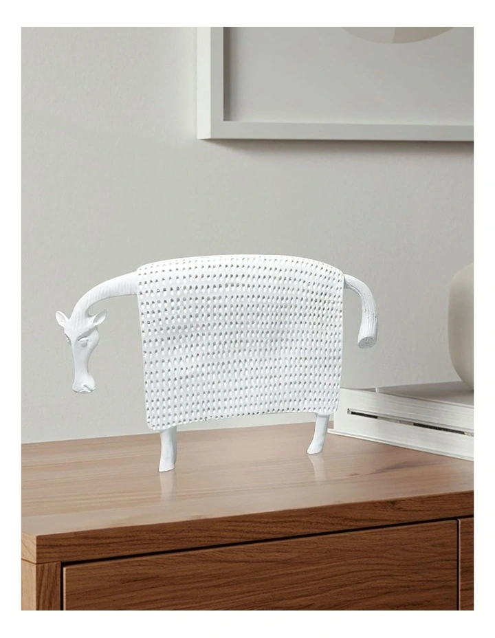 Cow Sculpture 24cm in White image 6
