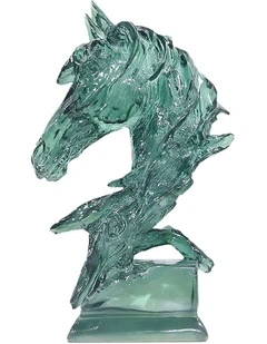 Horse Head Resin Sculpture 37cm in Green