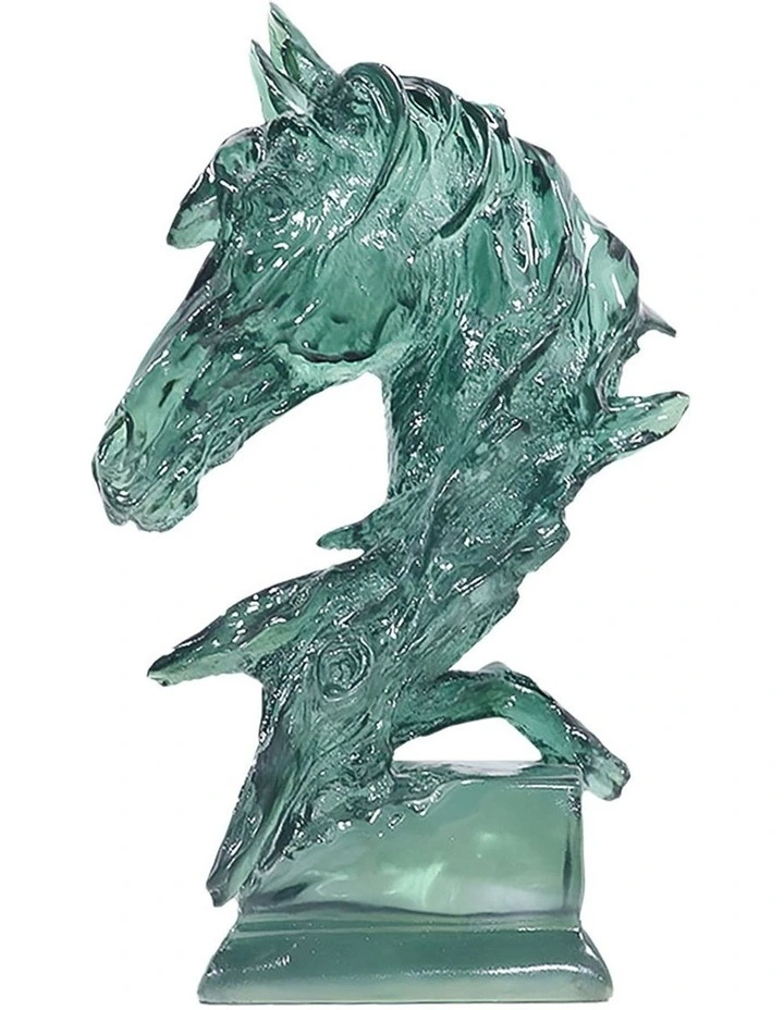 Horse Head Resin Sculpture 37cm in Green image 1