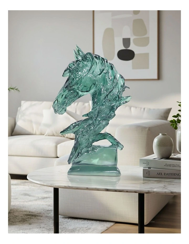 Horse Head Resin Sculpture 37cm in Green image 2