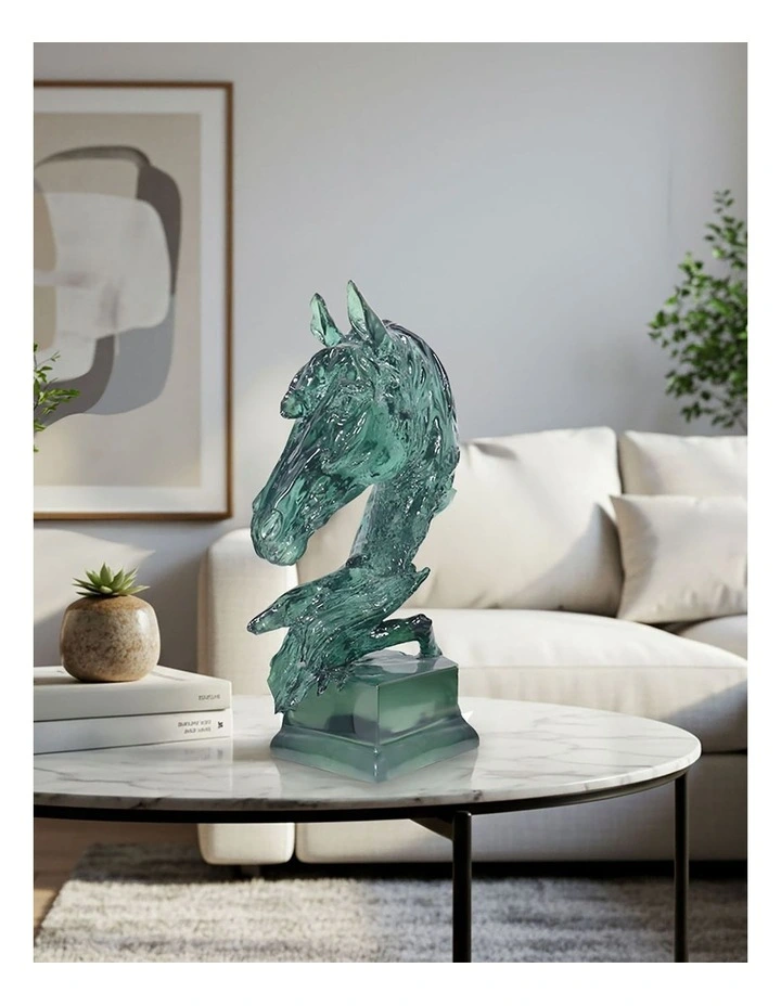 Horse Head Resin Sculpture 37cm in Green image 4