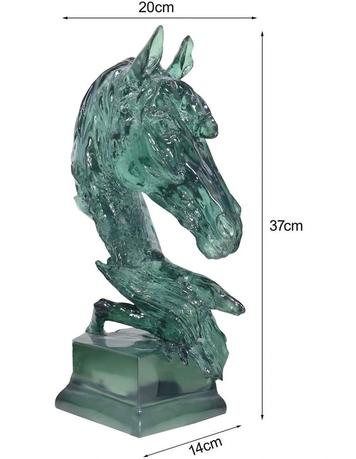 Horse Head Resin Sculpture 37cm in Green image 5