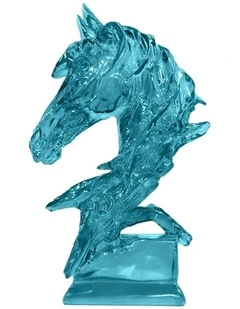 Horse Head Resin Sculpture 37cm in Blue