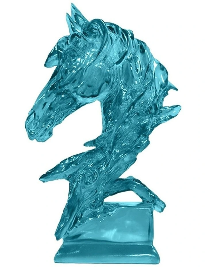 Horse Head Resin Sculpture 37cm in Blue image 1