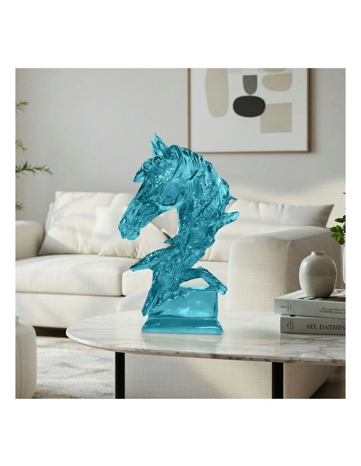 Horse Head Resin Sculpture 37cm in Blue image 2