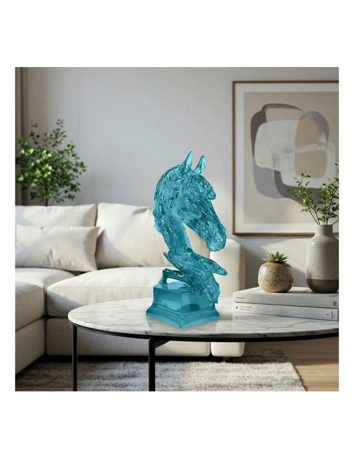 Horse Head Resin Sculpture 37cm in Blue image 3