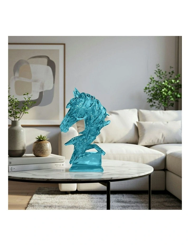 Horse Head Resin Sculpture 37cm in Blue image 4