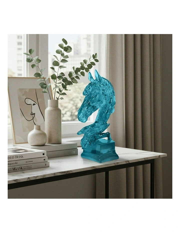 Horse Head Resin Sculpture 37cm in Blue image 6