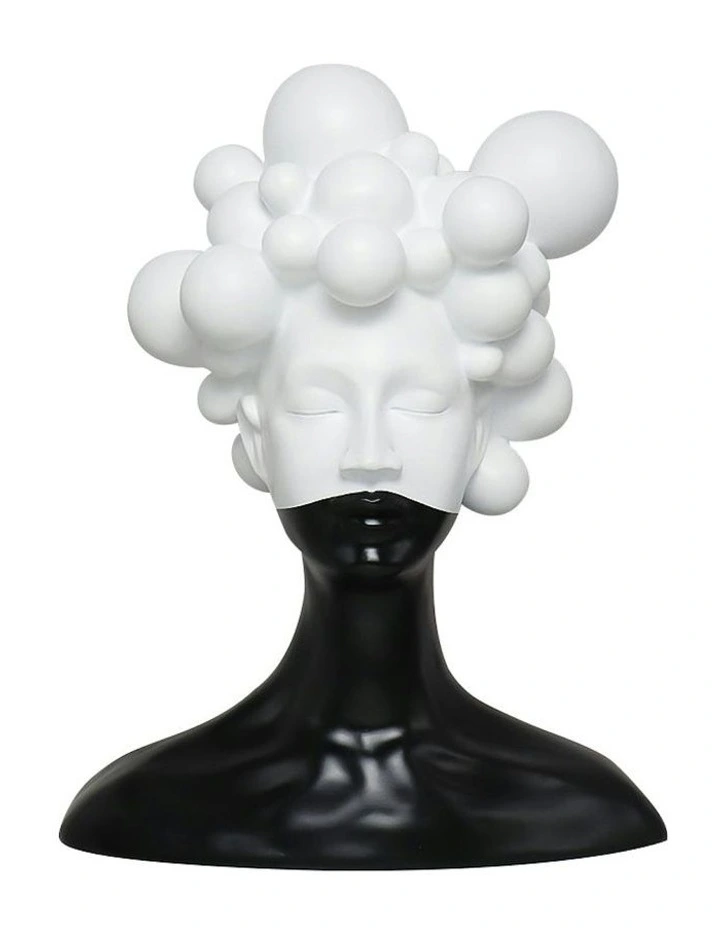 Bubble Head Sculpture 30cm in Black and White image 1