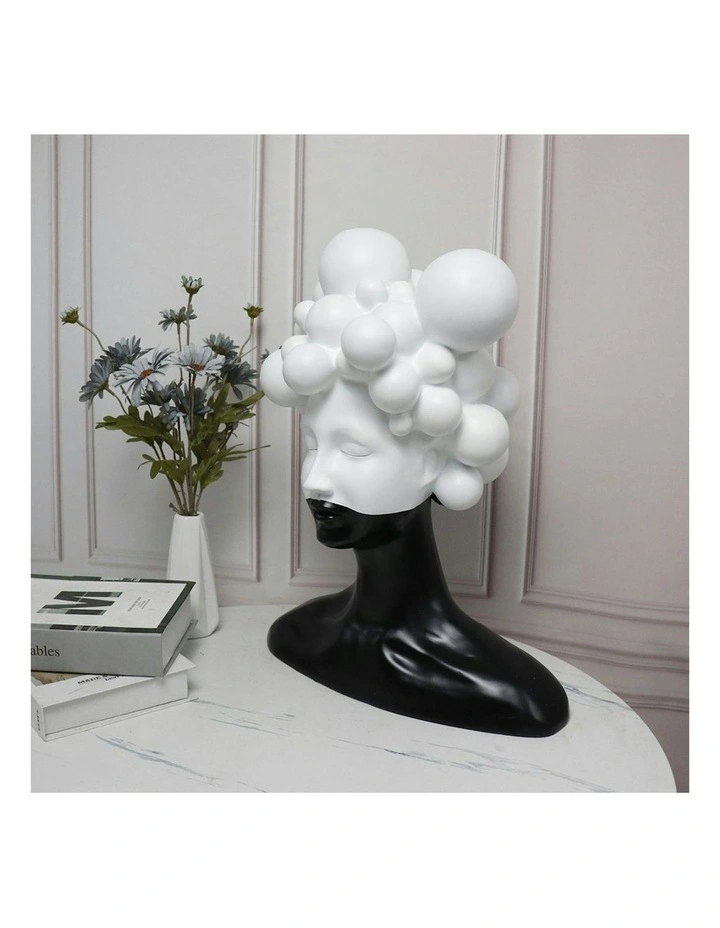 Bubble Head Sculpture 30cm in Black and White image 2