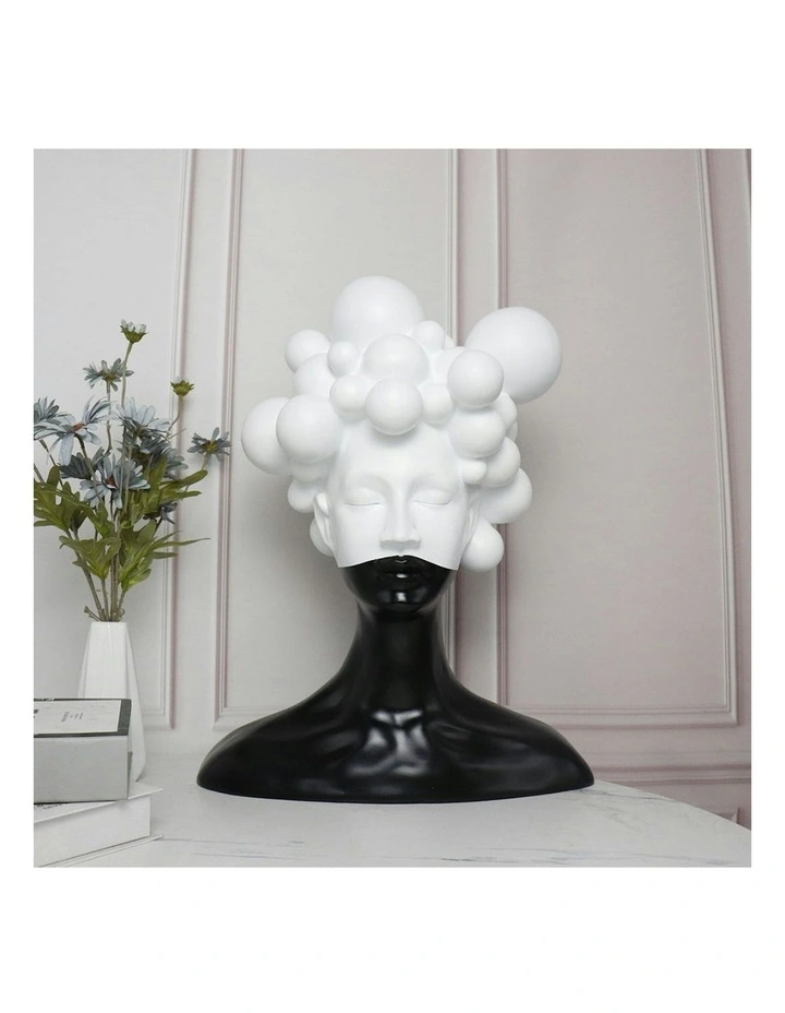 Bubble Head Sculpture 30cm in Black and White image 3